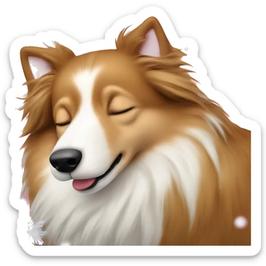 sleeping shetland sheepdog christmas sticker