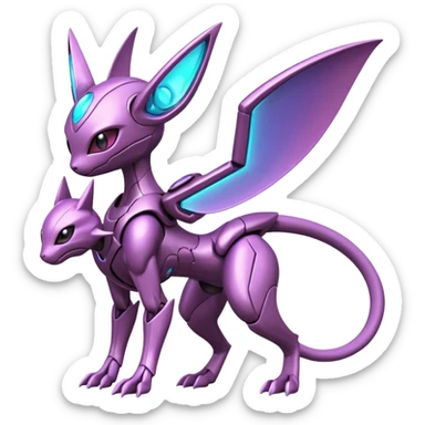 Futuristic armored cyber-Palkia-Mewtwo-Sableye-Genesect-Deoxys-Espeon-alien-hybrid-fusion sticker
