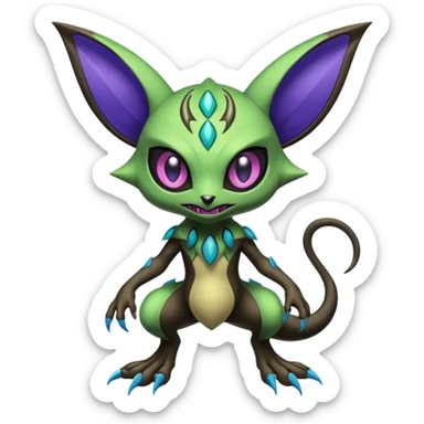 Colorful Exotic Meloetta-Sableye-Virizion-Venom-Stitch-Fakémon-creature-hybrid sticker