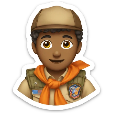 Boy scout with brown and orange kerchief sticker