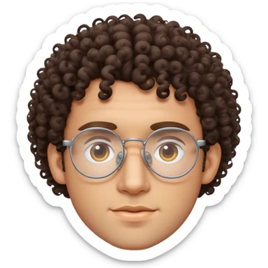 brunette curly haired man with wire rimmed glasses sticker