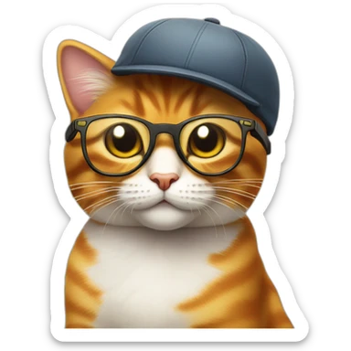 nian cat avec une casquette et des lunettes de soleil sticker