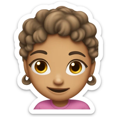 light skin girl blushing while tucking her hair behind her ear and biting the tip of her index finger sticker