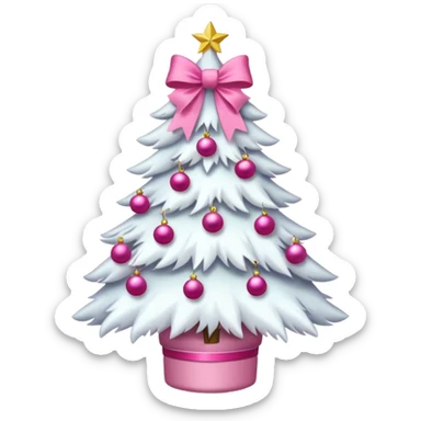 WHITE CHRISTMAS TREE WITH PINK BOWS sticker