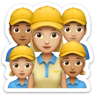 16 blokes on a golf trip wearing yellow golf caps sticker