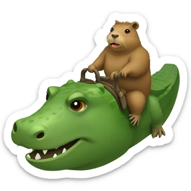 Capybara riding an alligator sticker