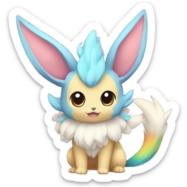 Colorful Pastel Kawaii Eeveelution-Cute-Pokémon-fusion full body sticker