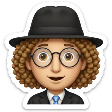 Creami un emoji stile whatsapp dello stereotipo dell ebreo con il nasone e i capelli da ebreo gli occhiali rotondi e il cappello da ebreo  sticker