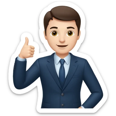 boss on a phone call, giving a thumbs up sticker