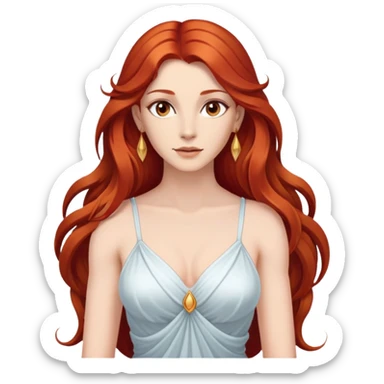 femme avec des cheveux très long roux, yeux marrons belle comme une déesse avec un beau corps sticker