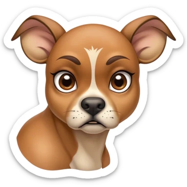 Cinematic Meme-Worthy Grumpy Fawn Boxer Portrait Emoji, Head held high but eyes filled with dramatic disappointment, smooth fawn fur with a furrowed brow forming an unmistakable scowl, floppy ears slightly angled back in disapproval, piercing brown eyes glaring with pure exasperation, Simplified yet hilariously over-exaggerated features, highly detailed, glowing with an aura of supreme annoyance, high shine, exhausted yet judgmental, stylized with an almost regal pettiness, bright but brooding, soft glowing outline, capturing the essence of a guardian that has seen it all and is thoroughly unimpressed, so meme-worthy it feels like it could instantly become the next viral sensation of grumpiness! sticker