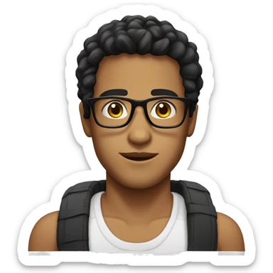 young man tanned whit black hair straight whit glasses sticker