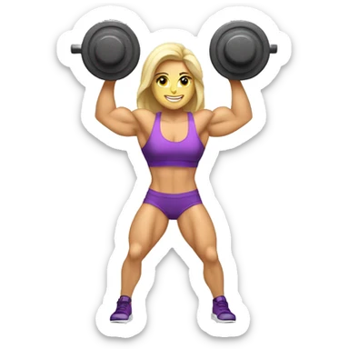 female Caucasian bodybuilder lifting weights sticker