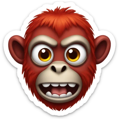Evil red monkey with horns around its head sticker