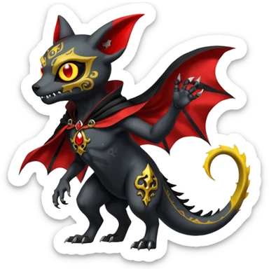 Shiny Evil Vintage Gothic Duskull-Salandit-Umbreon-Fakémon-hybrid-creature (full body)  sticker