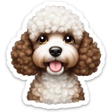 a brown black white and tan toy poodle  sticker