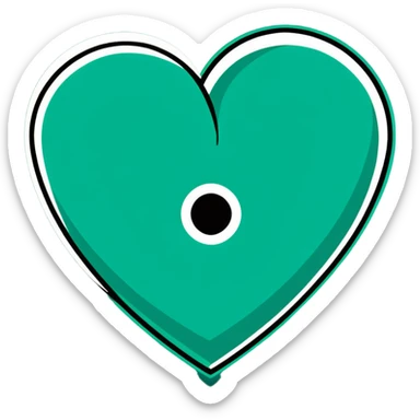 Beautiful elegant Maya-inspired heart symbol, refined clean geometric lines, sophisticated, dark green on white sticker