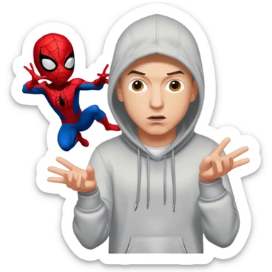 eminem rapping against spiderman sticker