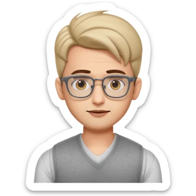 generate a pretty bratz emoji 
Make her look like hrithik roshan wearing white tee with a grey v neck sleeveless weater vest over it. wearing rectangle spectacles

he should look exactly  like hrithik roshan. looking autistic sticker