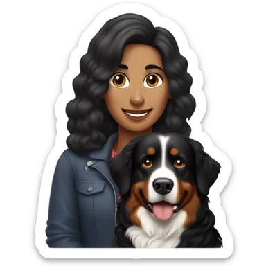 Bernese mountain dog with his female owner sticker