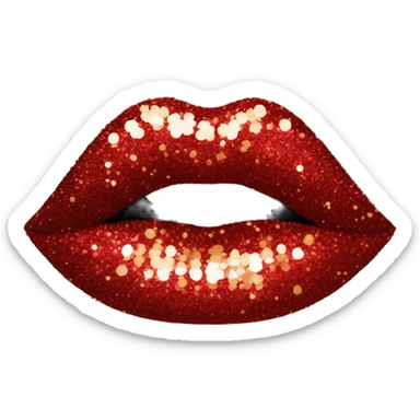 glittery red lipstick kiss mark sticker