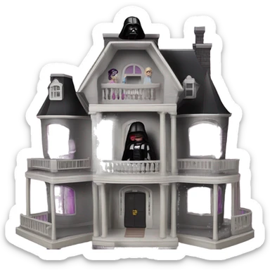 Barbie and Darth Vader’s dusty disturbing disgusting ghostly haunted horrific large scary dream mansion  sticker
