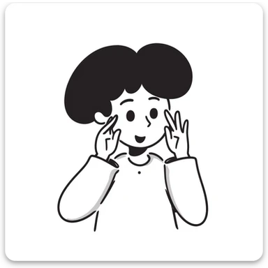 hand-drawn doodle of a person peeking through their fingers, sketchy lines sticker