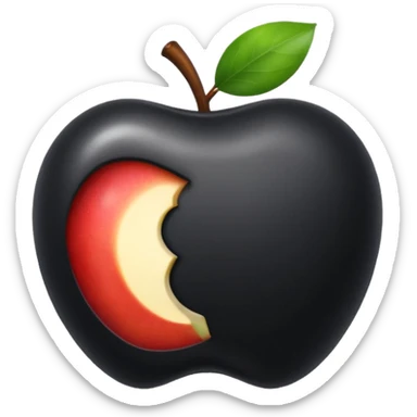 emoji of a black apple with a bite on the right sticker