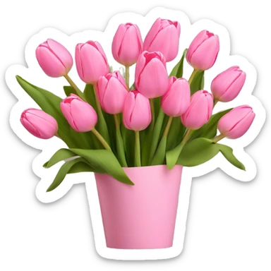 Pink tulips bouquet with pink paper sticker