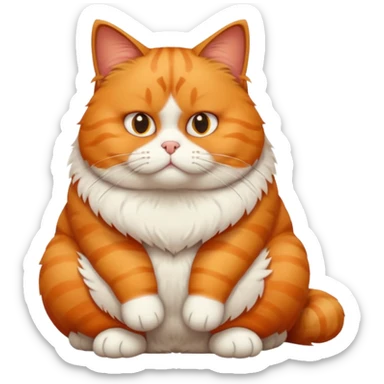 A fat cat sitting down and looking like they don’t care about it sticker