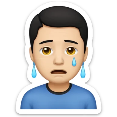 lightskin man with black hair emoji crying sticker