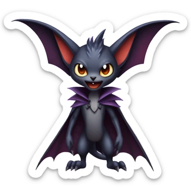  Kawaii Edgy Cool Vampiric Beautiful Noivern-Nargacuga-Litten with big Bat Ears full body sticker