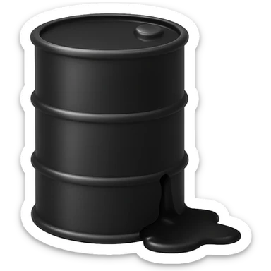 Сгенерируй мне в стиле эмоджи эпл черную бочку из которой немного вытекает нефть. На пнг фоне, без надписей sticker