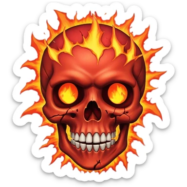 Skull who's upper side is exploded with an volcano eruption in his mind sticker