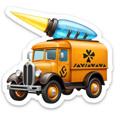 The Flintstones shiny frozen Scooby Doo 1915 Lightning Bug busters liquidator’s antique long wheelbase moving truck  sticker