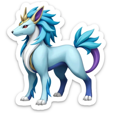 Shiny Colorful Vibrant Cobalion-Suicune-fakemon (full body) sticker