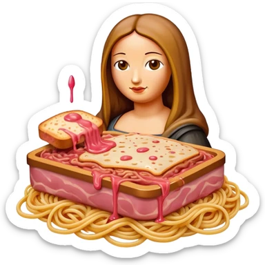  SPAM meat melted pink dripping sauce spaghetti monalisa  sticker