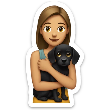 Muchacha con perrito negro  sticker