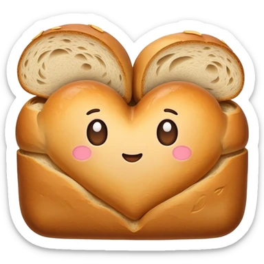 A loaf of bread that is in the shape of a heart sticker