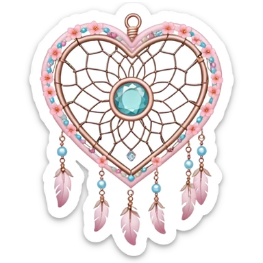 Sakura flower heart Cœur pastel suncatchers gemstones beadspearls crystals dreamcatcher sticker