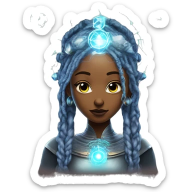 Technomancy Goddess is a mystical being who controls both magic and technology. She can cast spells on technological networks. Her powers blend the ancient art of magic with advanced cybernetics and technology. She can command machines sticker