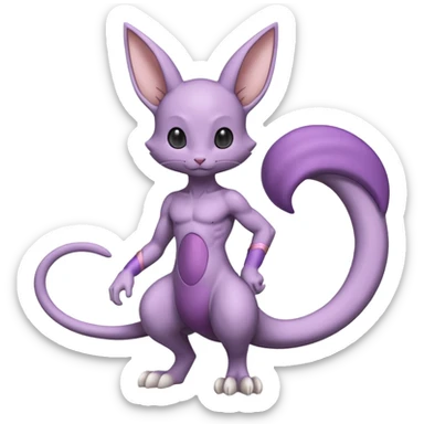 Pastel dull greyish anthropomorphic digitigrade Beerus-Mewtwo-Venom-Espurr-Minccino-Fakémon-hybrid-ET-species-creature, full body  sticker
