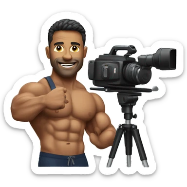 Bodybuilding cameraman sticker