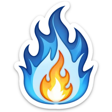 Fire emoji but instead of orange and white make it blue and white sticker