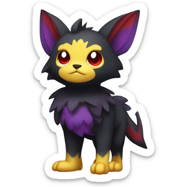 Cute cool dark black red purple yellow animal hybrid Fakemon full body sticker
