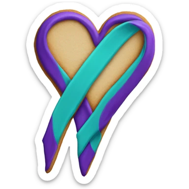 Purple teal Suicide awareness ribbon, heart cookie sticker