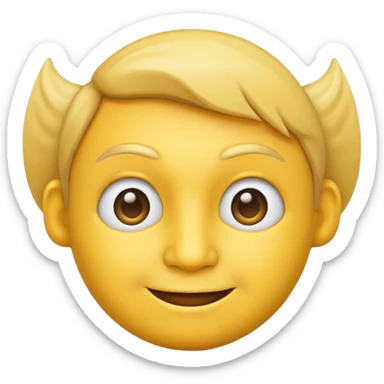 Normal yellow face emoji but head turned to the right while smirking and looking back sticker