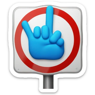 Hand icon stopped by a stop sign or barrier sticker