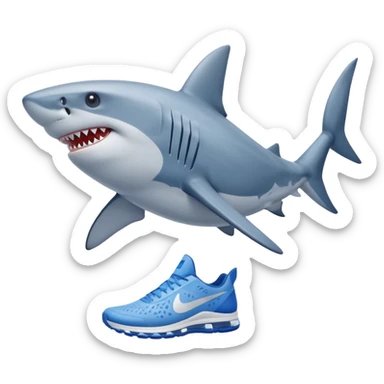 A shark with three legs wearing blue Nike shoes sticker