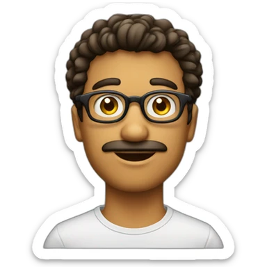 homem pardo de oculos redondo olhos castanhos claros cabelo preto cabelo ondulado  sticker